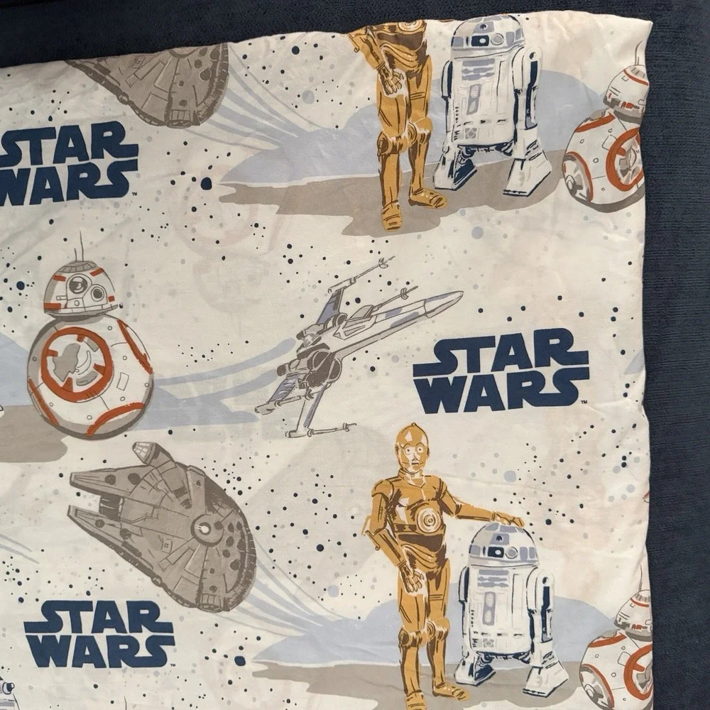 Pottery Barn Kids Star Wars Twin Size Duvet Cover Droid Millennium Falcon CP3O